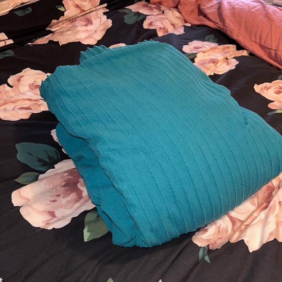 Teal Textured Ribbed Lightweight Blanket~100% Cotton~ King or Cal King - Picture 15 of 15
